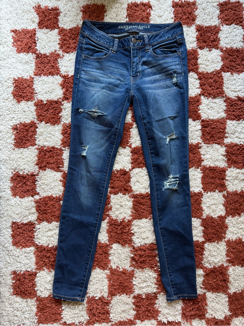 American Eagle Outfitters Distressed Dark Blue Skinny Jeggings